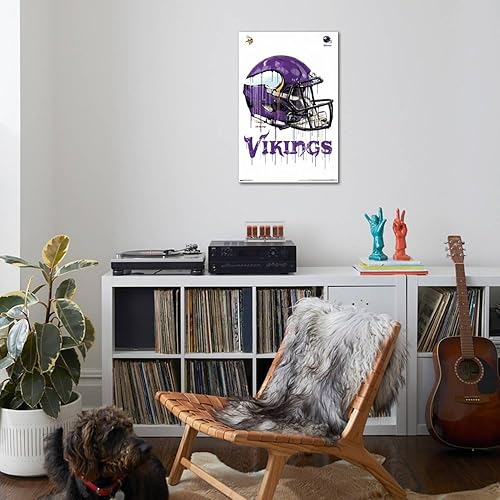 Miniatura 8 de Trends International NFL Minnesota Vikings - Póster de pared con casco de goteo en el número 20, 14.72 x 22.37 pulgadas, lienzo estirado