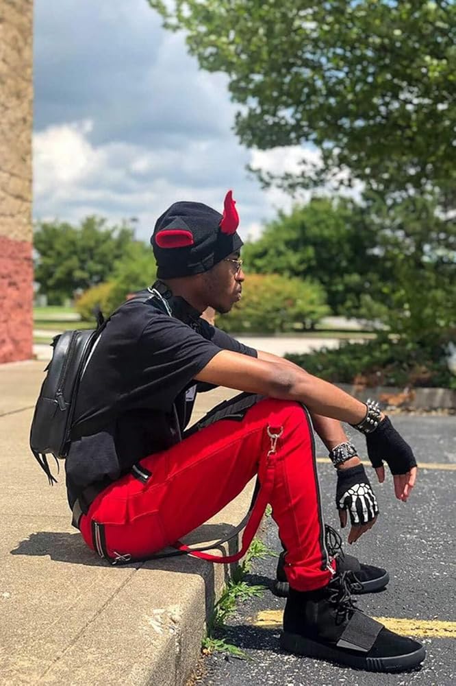 Amazon.com: Tripp NYC Split Leg Bondage Pants [Black/Red] (30