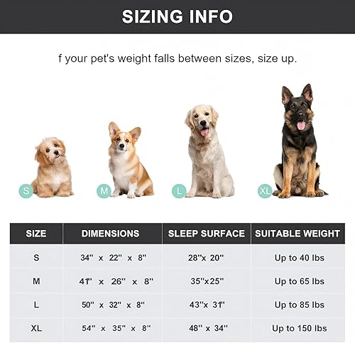 Miniatura 2 de Cama elevada refrescante para perros grandes, 50 pulgadas de largo x 32 pulgadas de ancho x 8 pulgadas de alto, con protectores de suelo