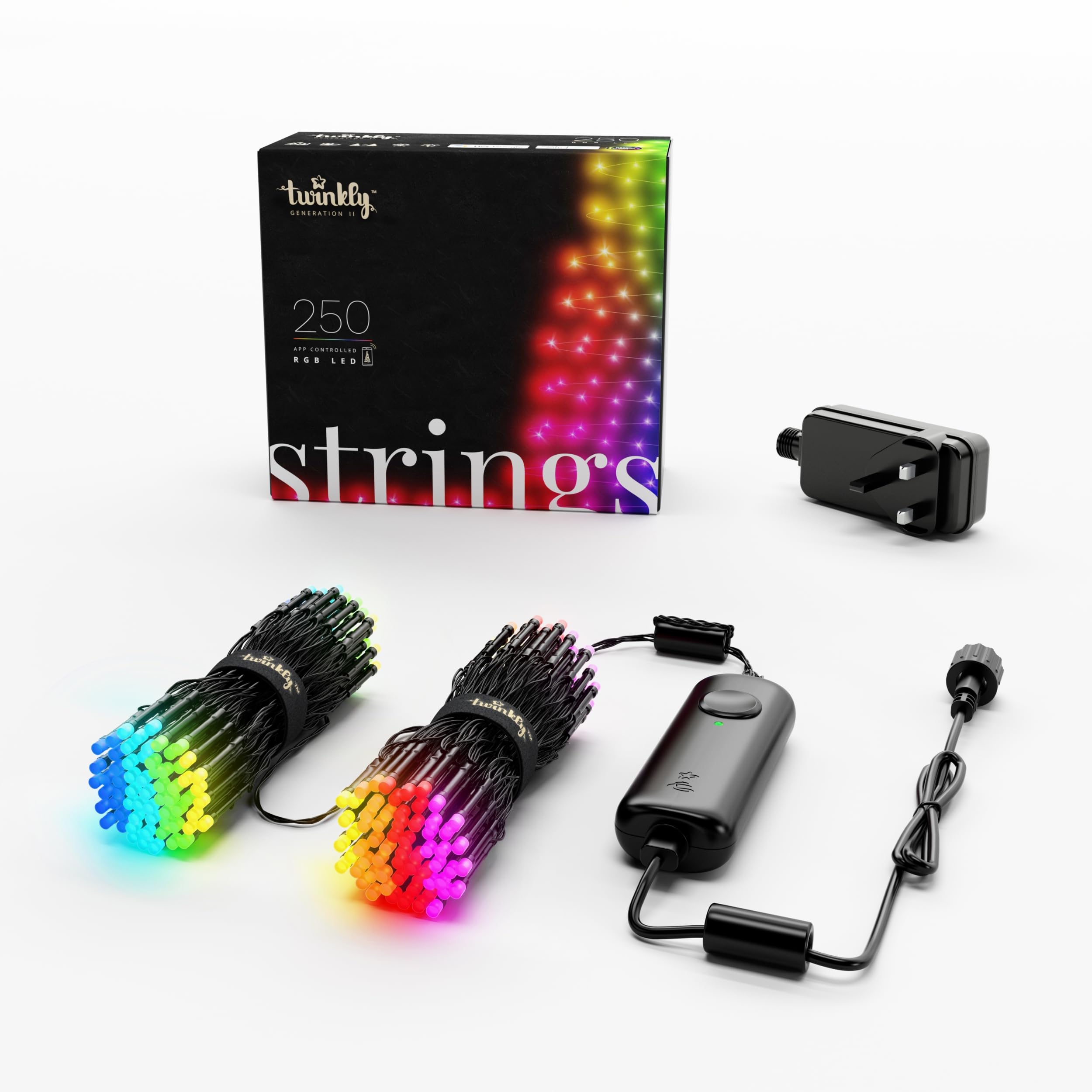 Twinkly Led Rgb Strings 250 Led Light String For In- And Outdoor, Smart Led Lights, Mappable Leds, Compatible With Alexa And Google Home, Ip44, Controlled By App, Black Wire, 20M