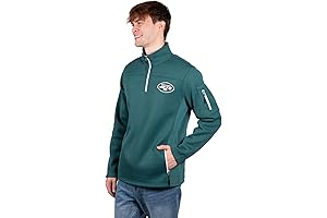 NFL Men's Quarter-Zip Fleece Pullover Sweatshirt with Zipper Pockets