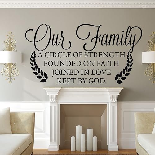 Miniatura 3 de Family Wall Decor - Our Family A Circle Of Strength Founded On Faith Joined In Love Kept By God -Vinyl Home Decor - Living Room Decoration