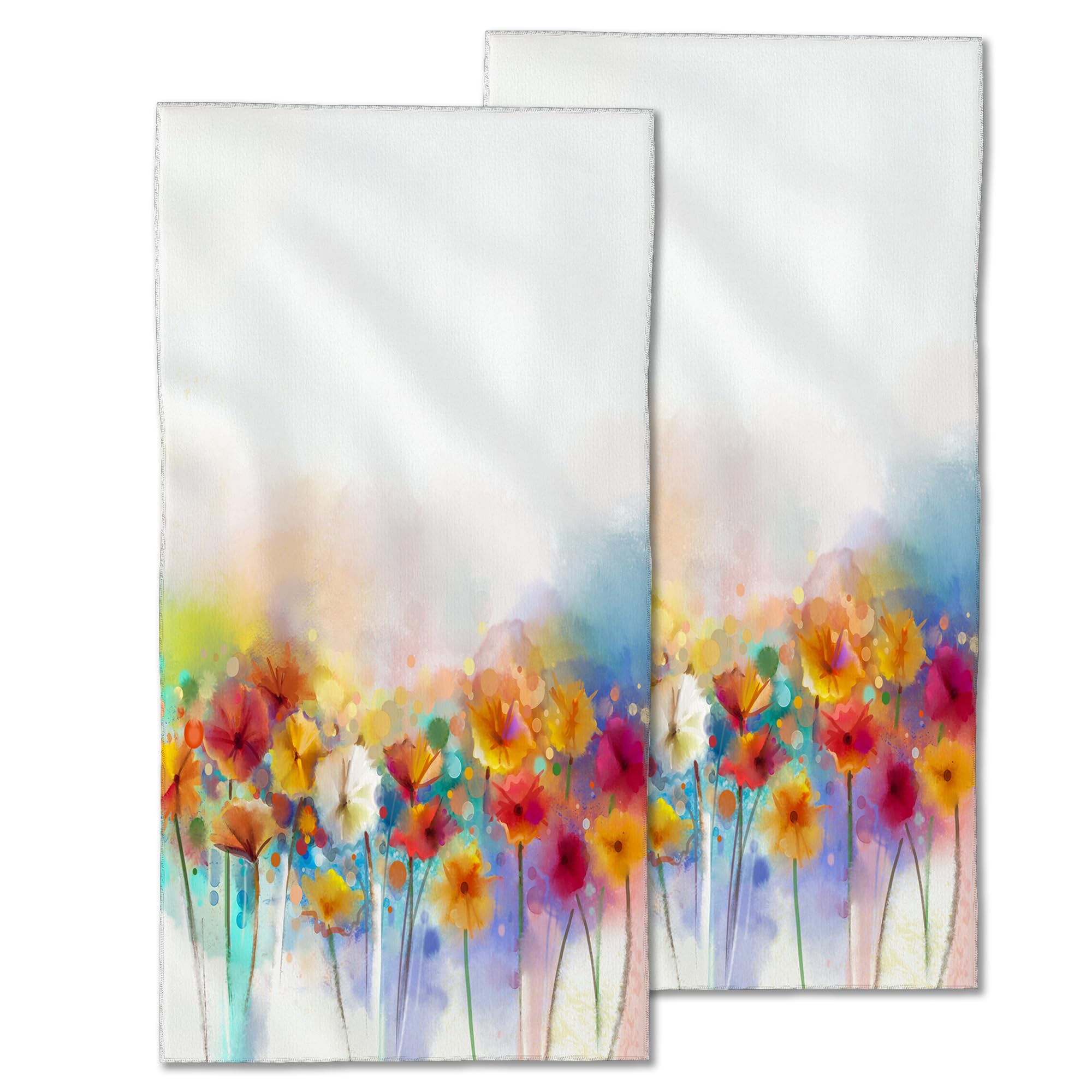 CXULIN 2 Pack Hand Bath Towel,Watercolor Poppy Flower Fingertip Towel Bathtub Decorative Bath Towel Bathroom Kitchen Towel Set Highly Absorbent SPA