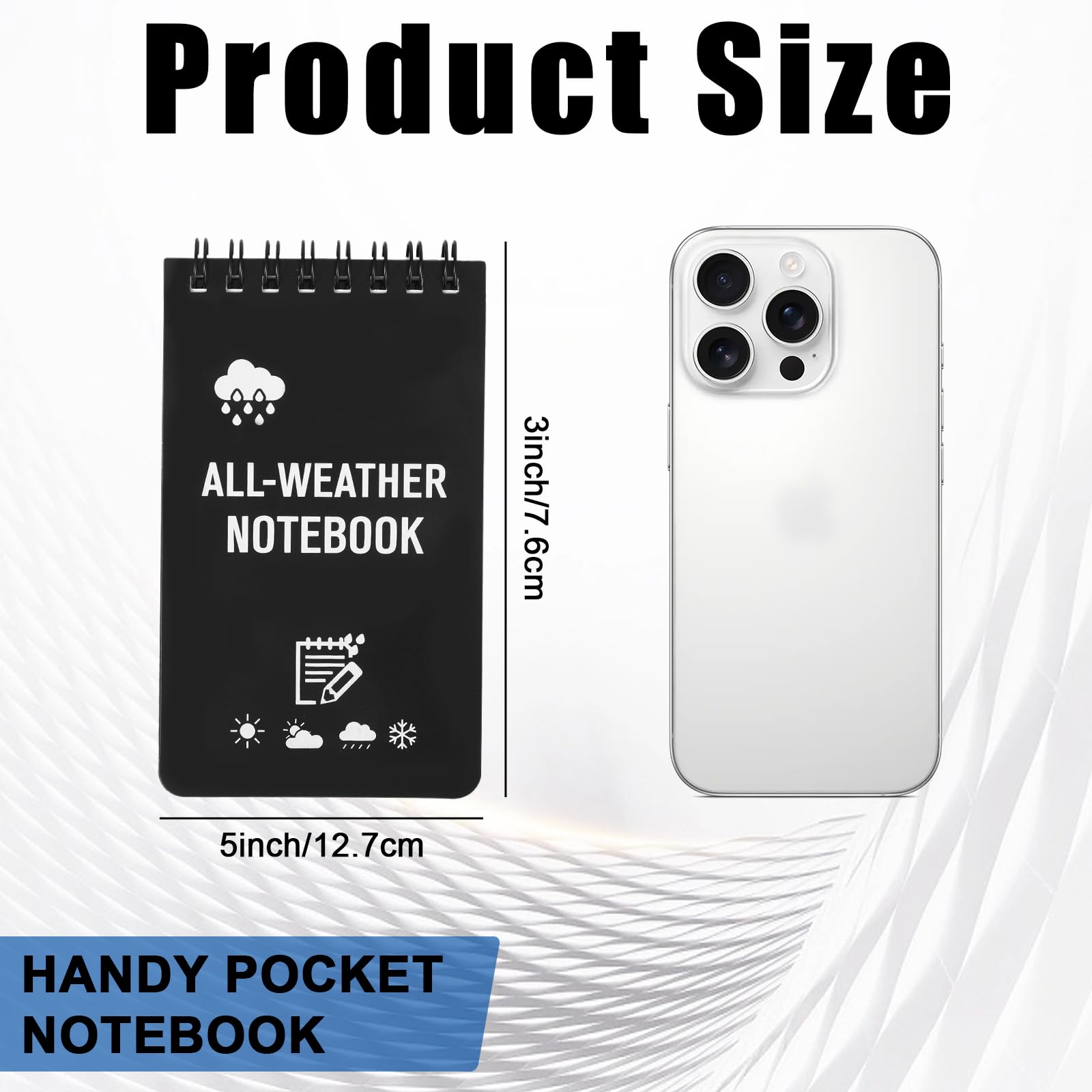 4 Pack Waterproof Notebook Top-Spiral Pocket Small Notepad, 3 * 5Inch All Weather Police Notepad Little Notebook Suitable for Office Outdoor Activities School Recording (Black) - Image 2