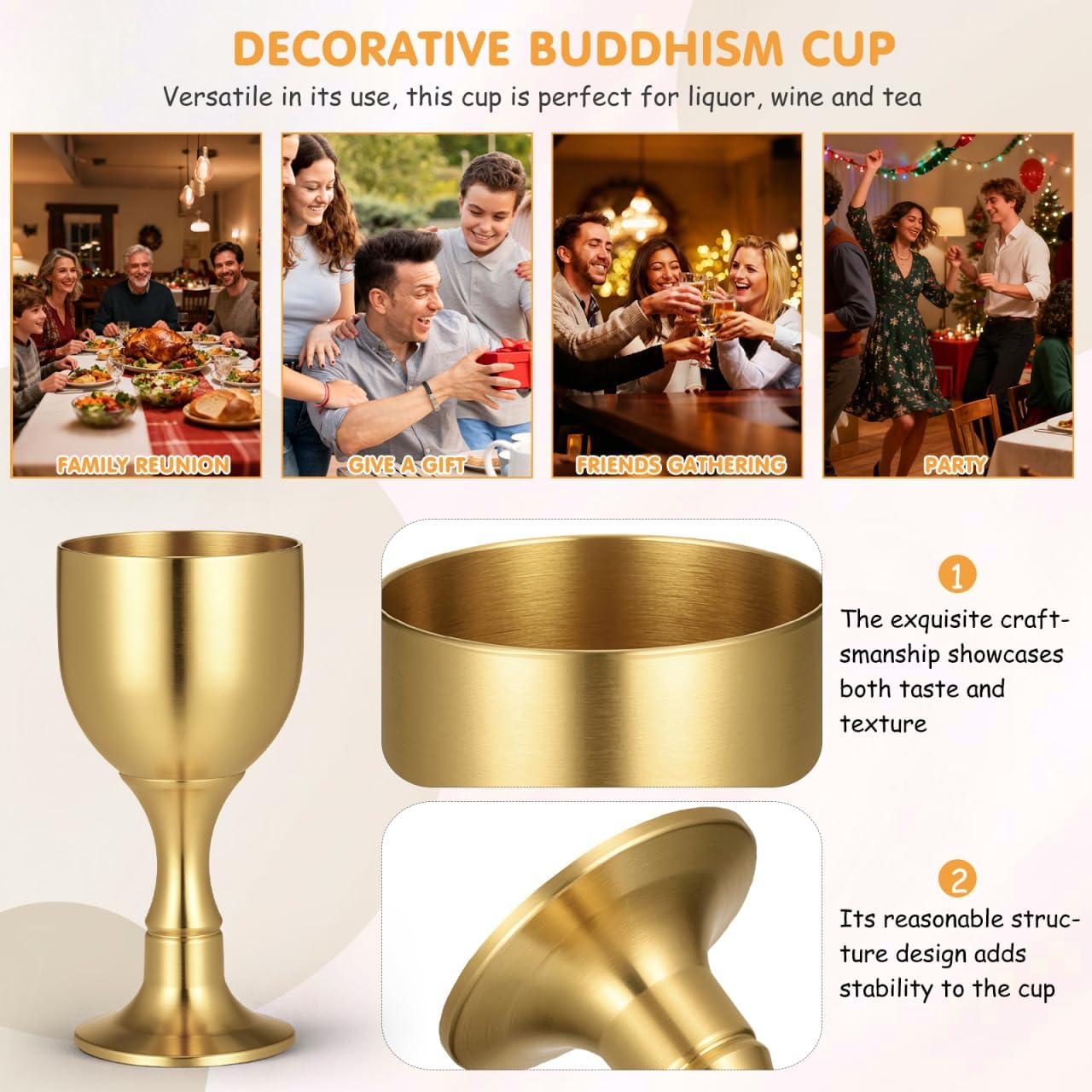 PRETYZOOM Goblet Cup Multi-Functional High Footed Glassware for Tea Wine and Liquor 2.95-Inch Desktop Offering Cup for Worship Home Entertaining and Formal Gatherings