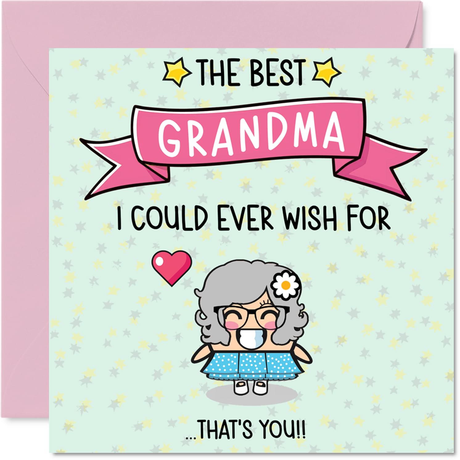 Grandma Birthday Card - The Best I Could Ever Wish For - Happy Birthday Card for Grandma from Grandson Granddaughter, 145mm Cute Bday Greeting Cards
