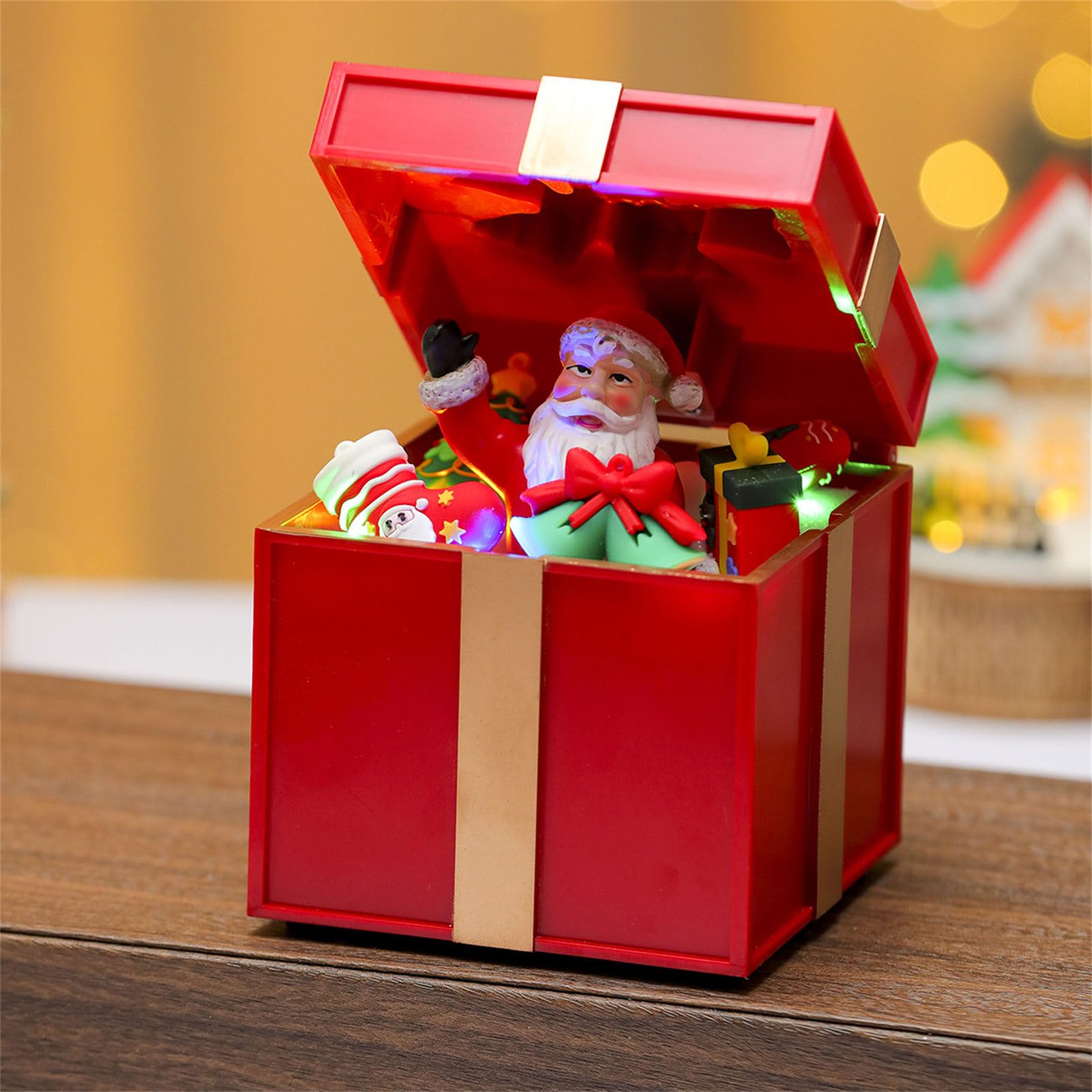 Cajas de regalo musicales LED para reproducción de canciones de Navidad, irrompibles, materiales de policarbonato, dos opciones de potencia, decoración del hogar, fiestas, decoración de