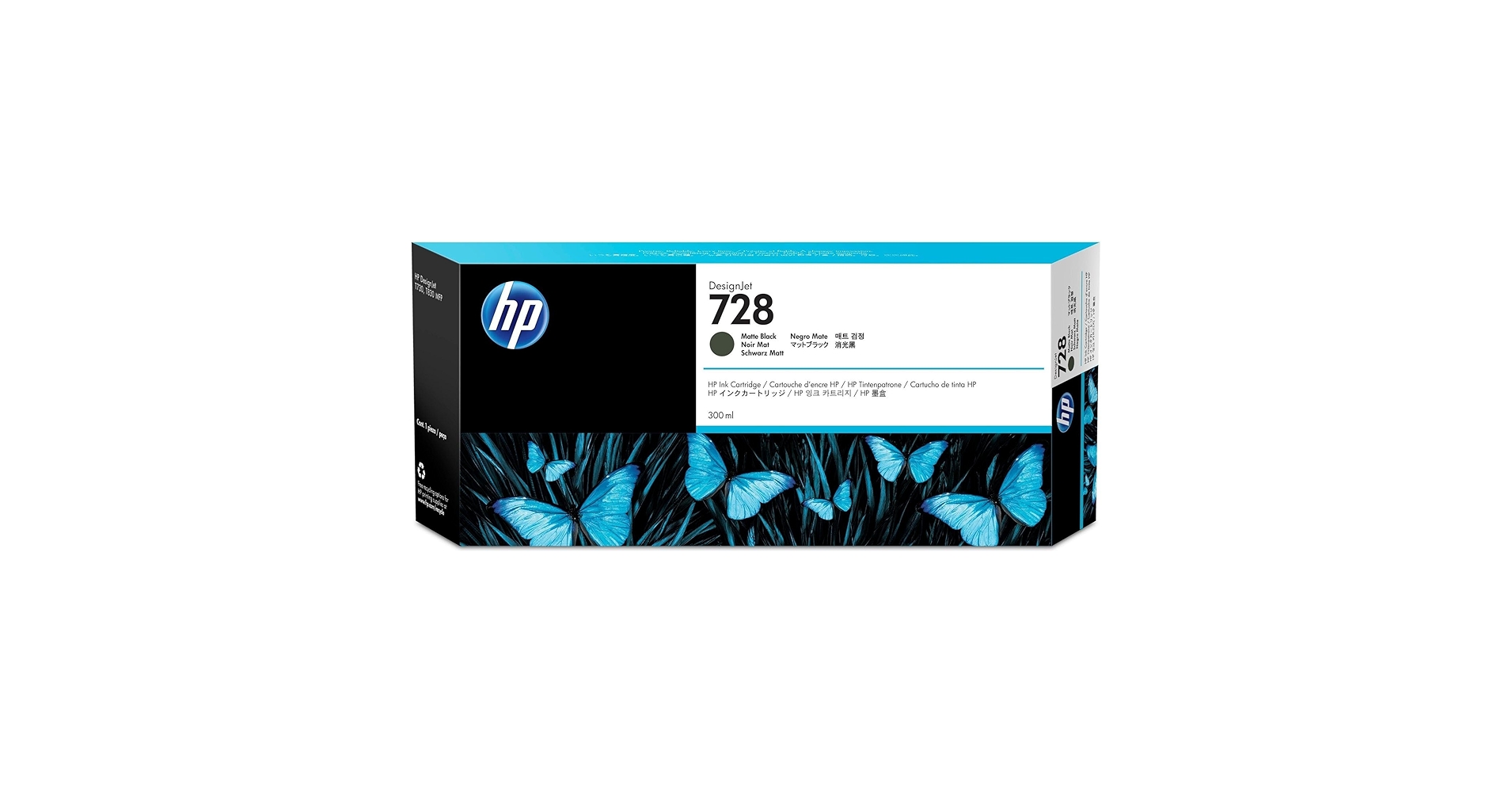HP 728 インクカートリッジ4セット Amazon.com: 728 Ink Cartridges 4-Pack (300-ml Matte Black