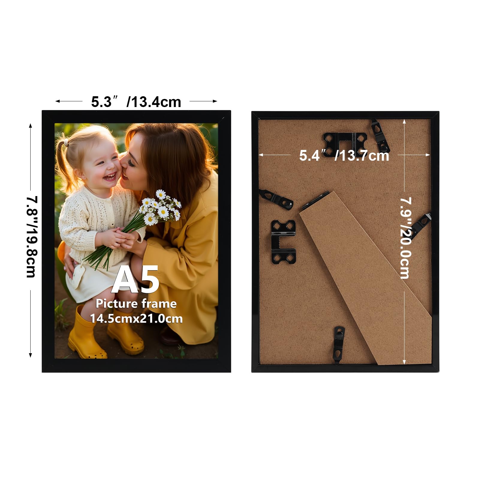 Hoikwo A5 Photo Frame Pack of 3, Black A5 Picture Frame for Wall or Tabletop Display - 14.8x21cm - Image 2