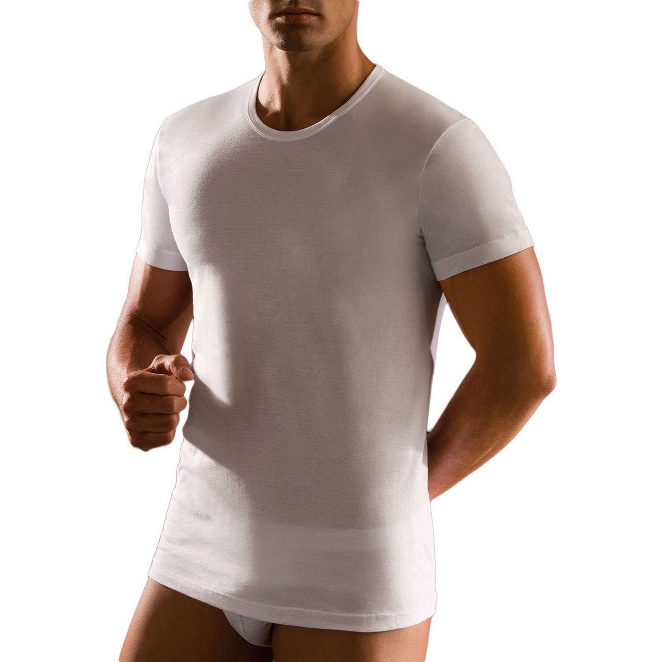 CAGI 3 Camisetas Hombre 1328 Manga Corta Cuello Redondo con Borde Bajo