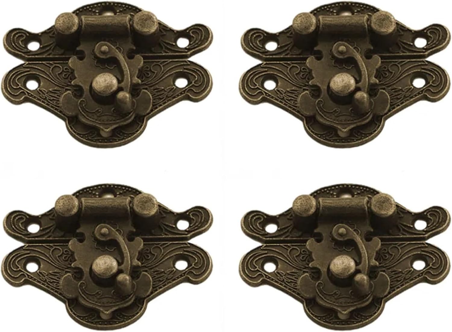 4pcs Wooden Box Latches Buckle Antique Suitcases Luggage Hasp Alloy Wine Box Hinge Buckle Decoration Hardware Accessories(Medium)