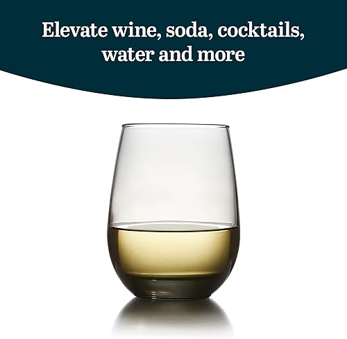 Vista 2 de Libbey 231SM - Juego de 12 copas de vino sin tallo, color gris piedra lunar, copas de vino tinto y blanco de calidad de restaurante, juego de vasos