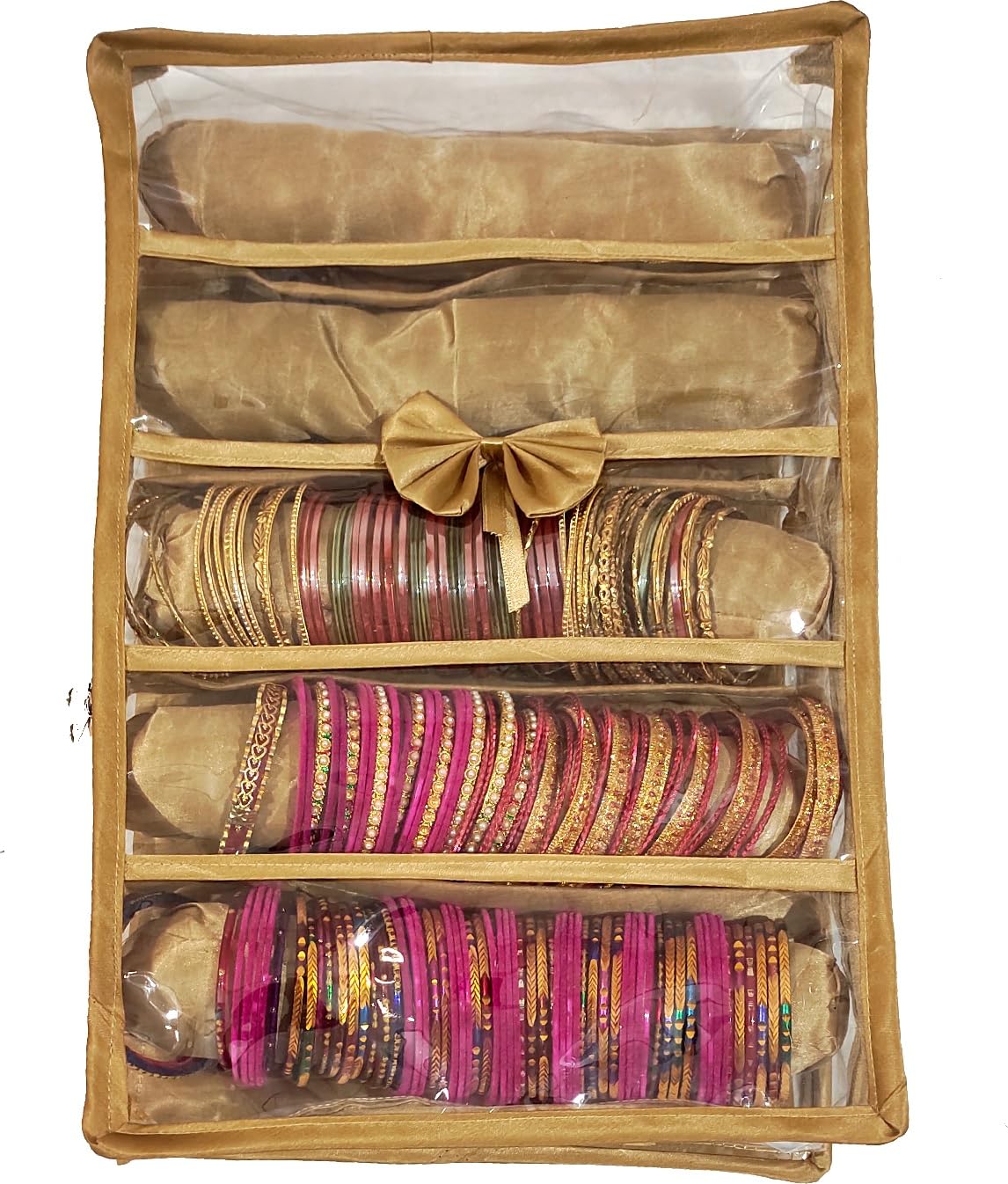 5 Rods Bangles Jewellery Vanity Box,bangle box,women bangle box satin bangles box (Golden)