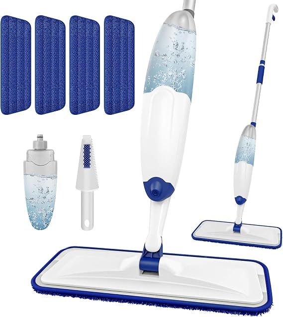 HOMTOYOU Microfiber Flat Mop with Sprayer: Multifunctional Cleaning