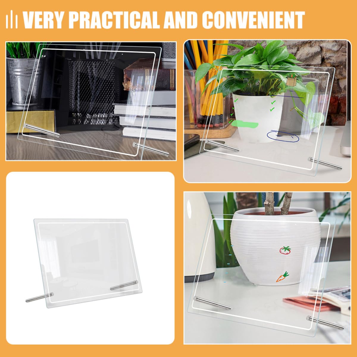 Schreibtisch Whiteboard mit Glatter Oberfläche 2 Stück aus Acryl und Verschleißfest Trocken Abwischbar als Notiztafel für Büro und Zuhause