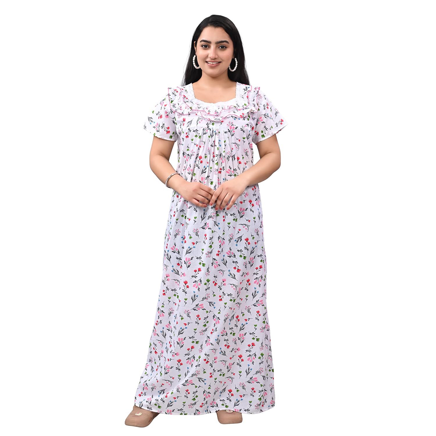 Kripto Katrox Cotton White Base Woman Nightwear and Nightgown - Review, Price and Buying Guide