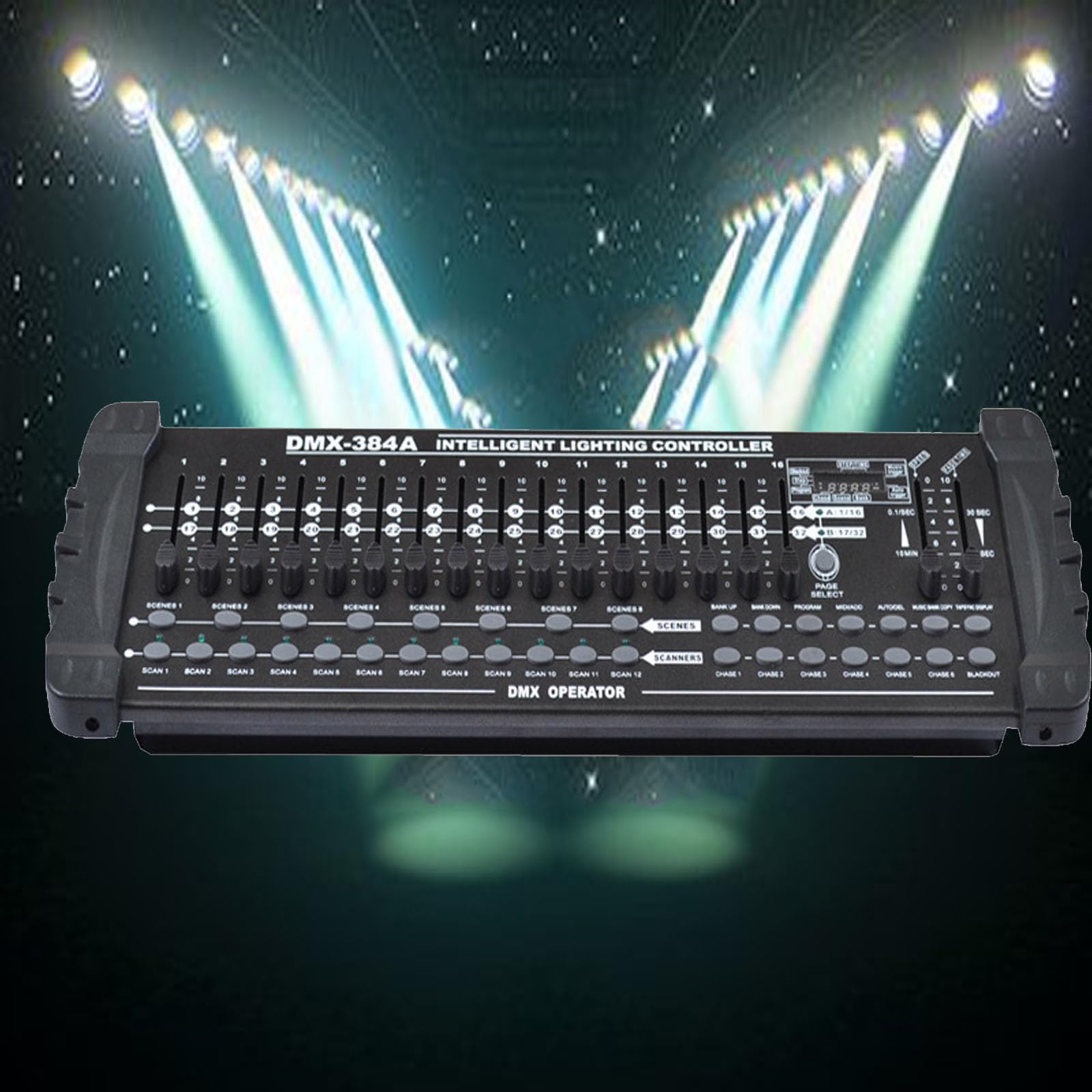 Dmx512 Bühnenlichtsteuerung, 384-kanal-minikonsole, Eingebauter Mikrofonkopf, 4-stellige Digitalanzeige, Lichtsteuerung Für Djs, Clubs, Bühnenshows, Partys
