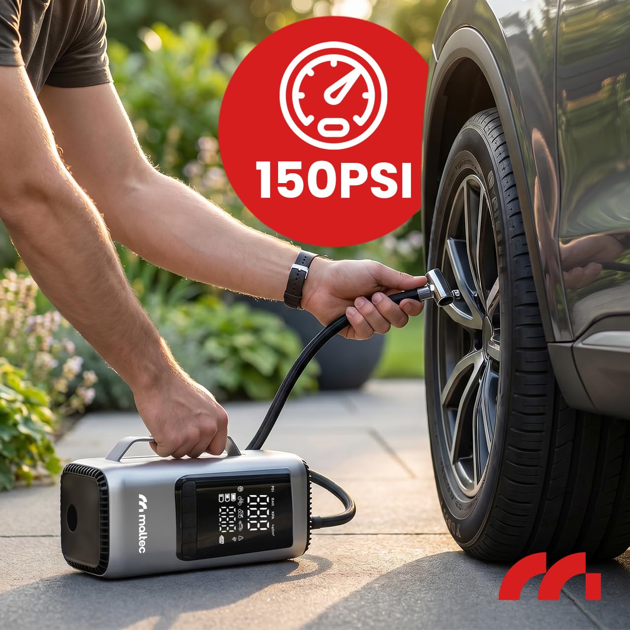 MalTec Jump Starter samochodowe urządzenie rozruchowe 1000 A z kompresorem 150 PSI (10,3 bar), powerbank samochodowy akumulator 8000 mAh, światło LED, rozruchowy booster akumulatora, przenośne
