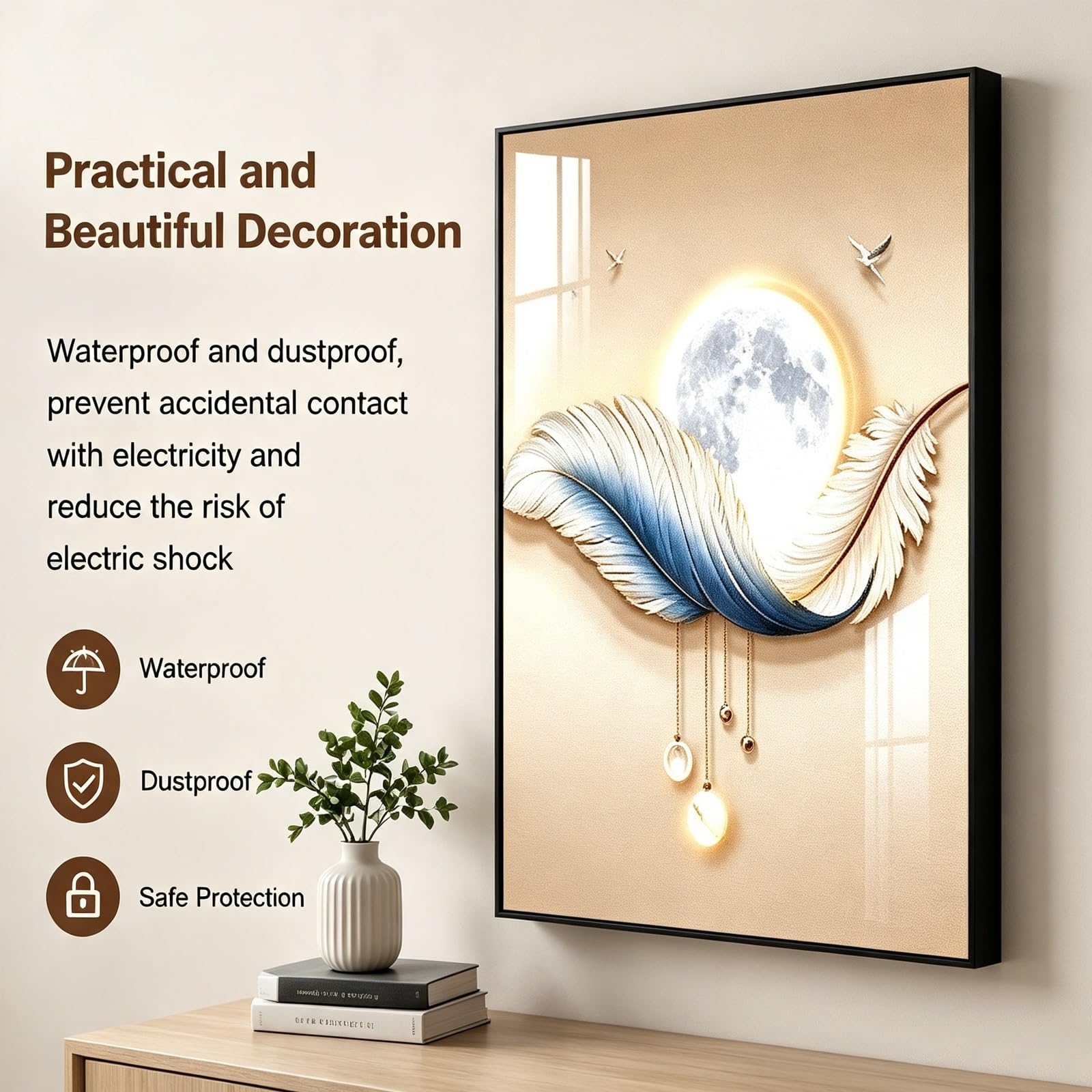 Copri Contatore Elettrico Interno, Apertura a Ribalta Sul Lato Sinistro | Copertura Quadro Elettrico, Cornice in PS, Non Richiede Foratura, per La Parete Della Cucina(Orange,50x60cm)