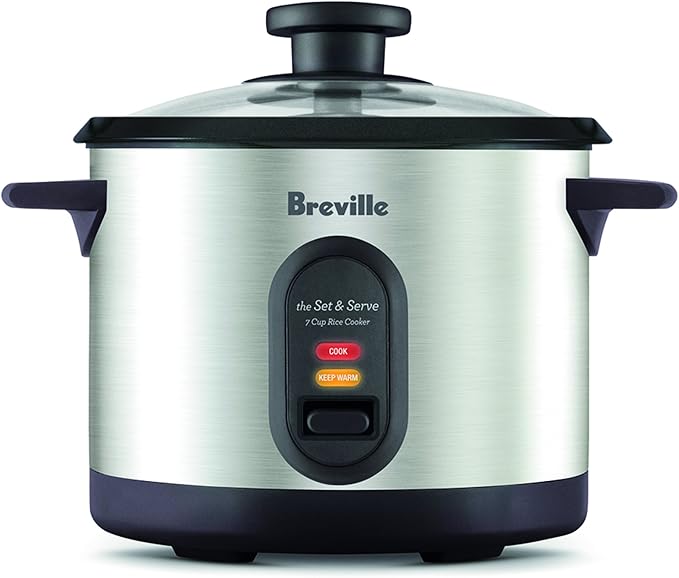Breville the Set & Serve 7Cup Rice Cooker, Brushed Stainless Steel, BRC310BSS Rice Cookers