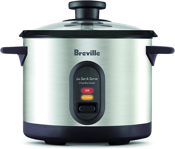 Breville Set & Serve 7-Cup Rice Cooker in Stainless Steel