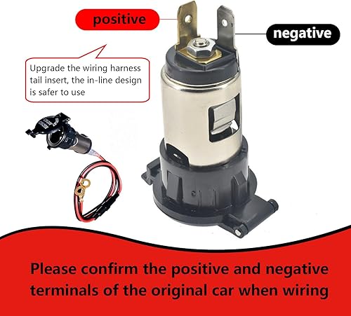 Miniatura 4 de Crynod 1 enchufe para encendedor de cigarrillos de automóvil con cable fusible de 3.28 pies, accesorios impermeables de 12-24 V, base hembra