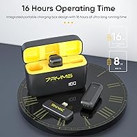 Vista 4 de 7RYMS Rimo S1 MFi - Micrófono inalámbrico Lavalier para iPhone, micrófono con cancelación de ruido con funda de carga, batería de 8 horas, mini