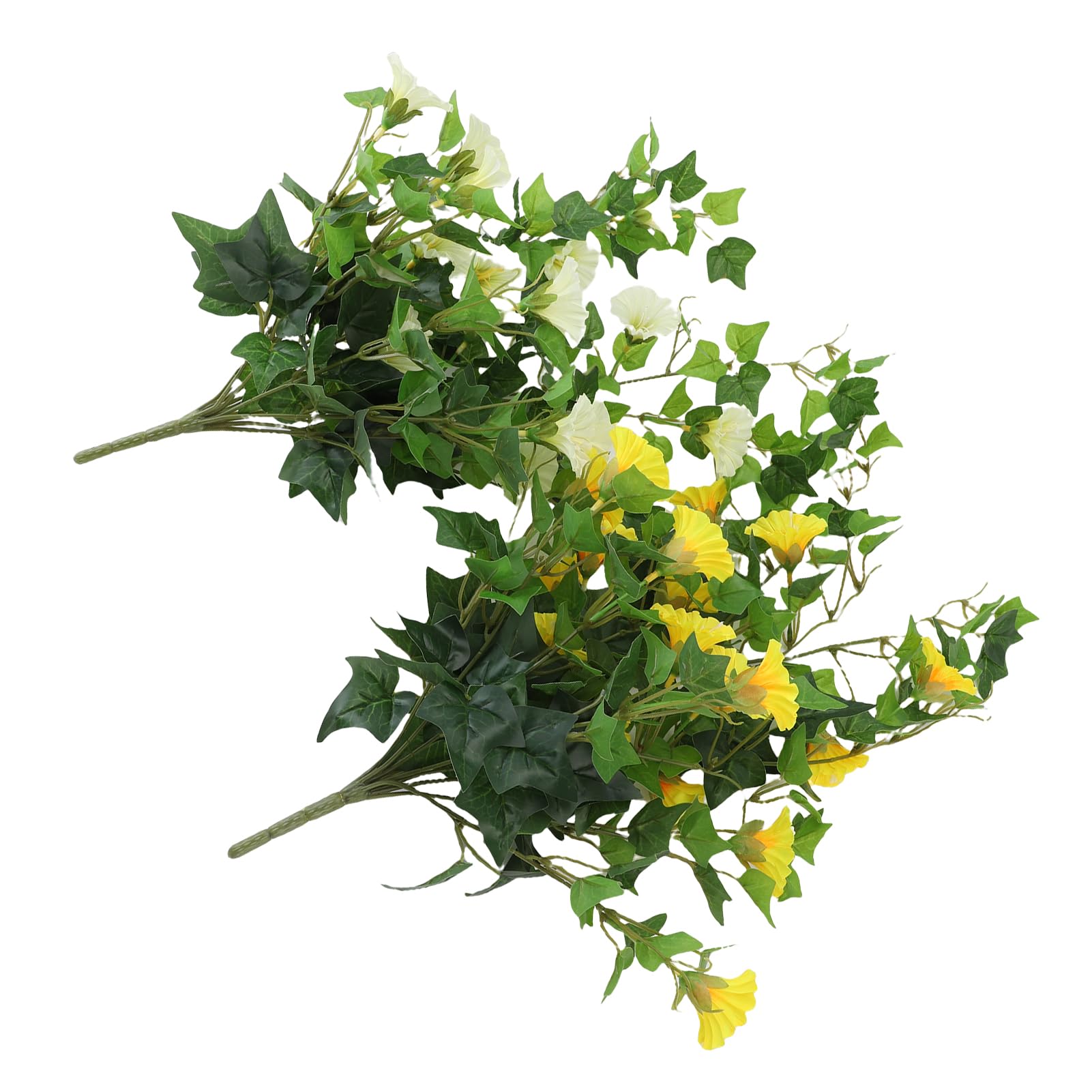 Cocoarm Sztuczna Girlanda z Kwiatów Tkanina i Plastik Sztuczna Wisząca Morning Glory 50 Cm Gradalne Płatki Kształtowane Winorośle na Wesele Patio Balkon Dekoracja ścienna (Biało żółty)