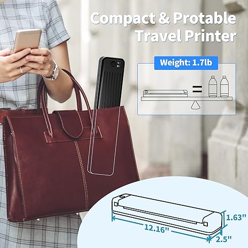 Miniatura 6 de Itari Impresoras portátiles inalámbricas para viajes, M08F Bluetooth impresora térmica A4, 300DPI P831 impresora de transferencia térmica sin tinta