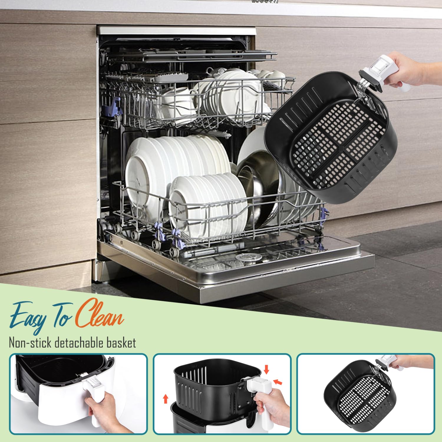 Aigostar Freidora de aire Wifi 7L 1900W, freidora sin aceite con 7 Programas, Pantalla LED, 360° Circulación de Aire, cesta antiadherente extraíble, mantenimiento del calor, recetas, sin BPA, Blanco