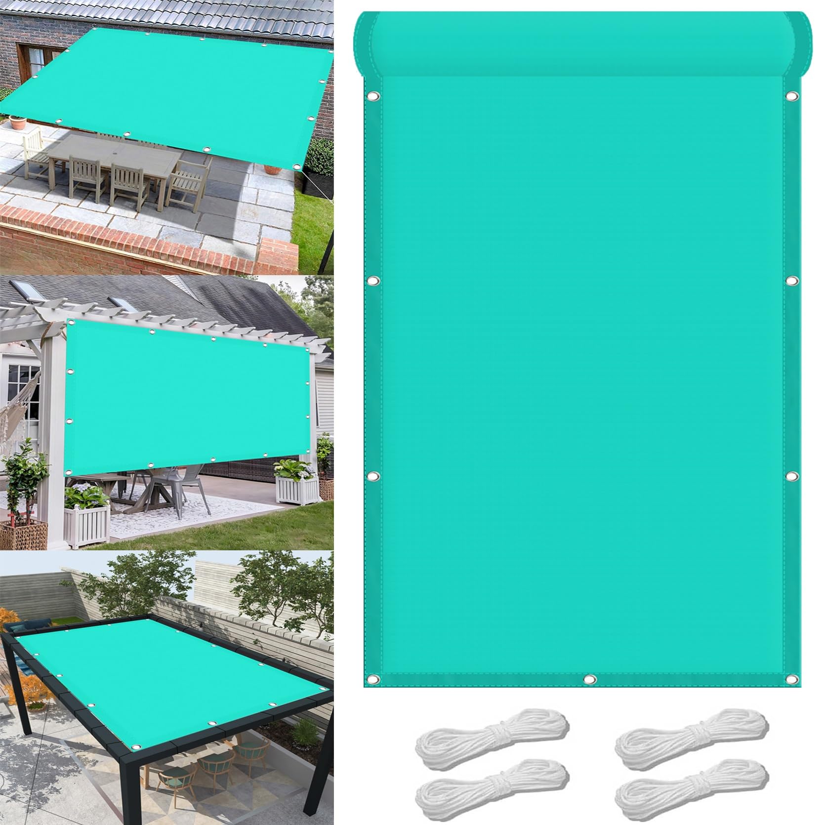 GLDYTVF Large Sun Shade Sail 5.5x5.5m Waterproof UV Resistant Mesh Tarp Awning Canopy for Balcony Carports Kennel Sky Blue Shade Sail with Grommets and Rope