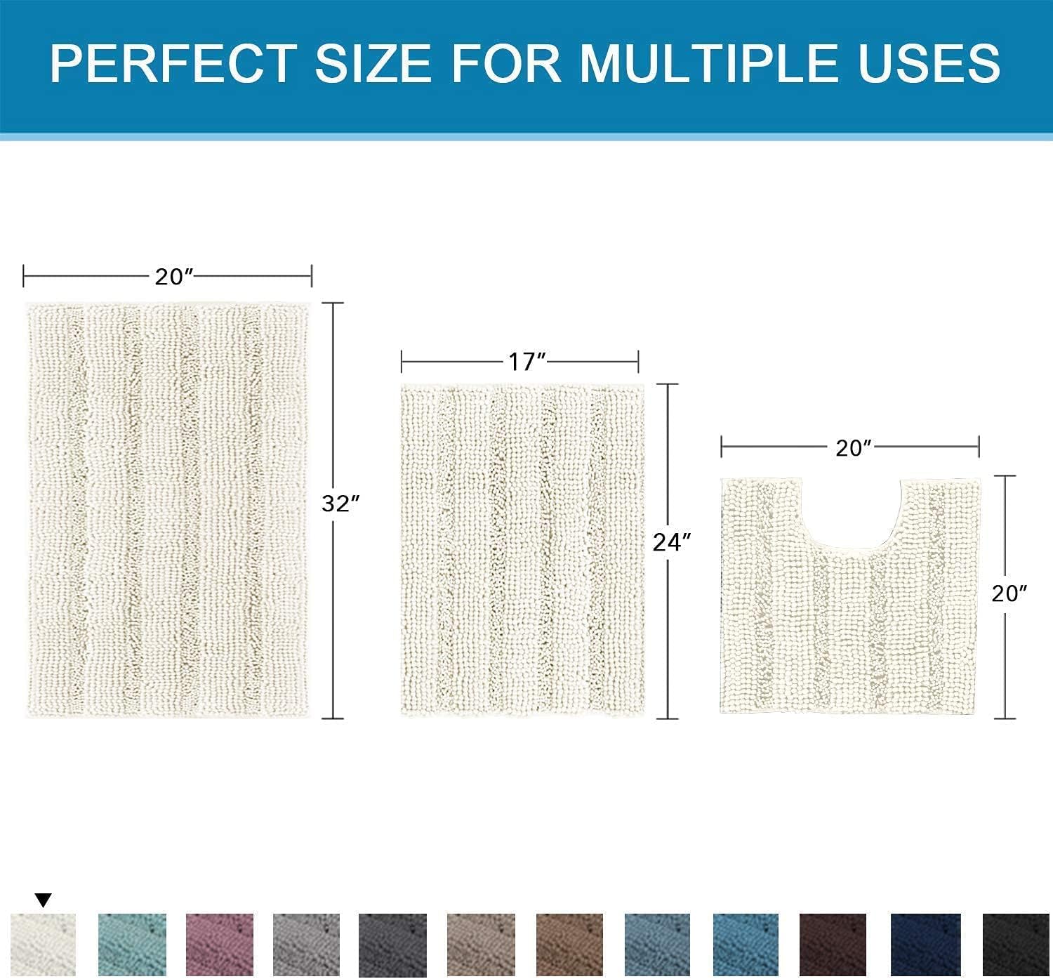 H.VERSAILTEX Item Striped Chenille Rug Pack 2-20" x 32"/17" x 24" and Pack 2-20" x 32"/20" x 20" Bundle