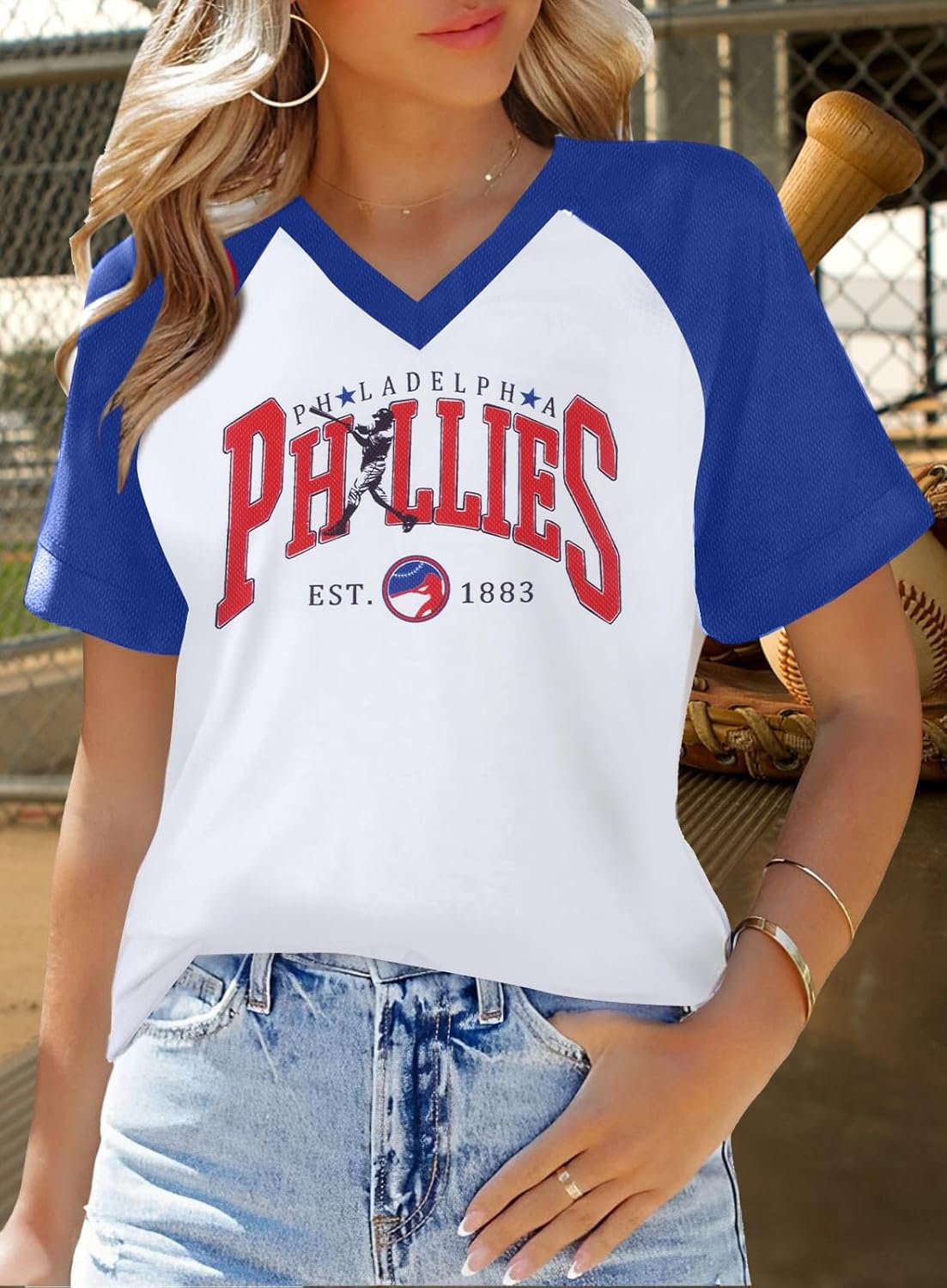 Baseball Shirt Women Striped Baseball Mom Shirts Jersey V Neck Game Day Tshirt Baseball Team Tee Tops Fans Gifts - Image 2
