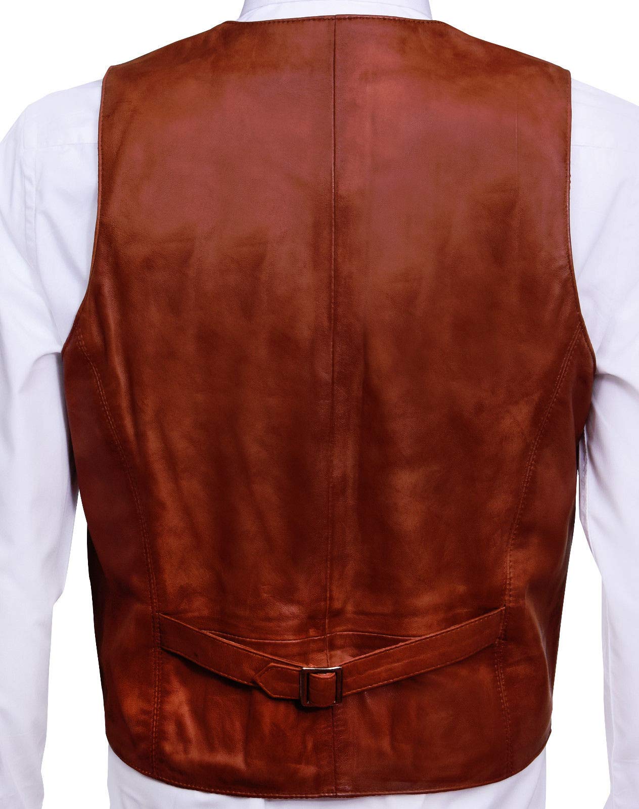 Infinity Leather Hombres Elegante Conker Chaleco de Cuero Broncearse