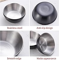 Vista 5 de 12 tazas de salsa para condimentos de 3.2 pulgadas, 3 onzas, plato de salsa de acero inoxidable negro, cuenco para salsa, condimento pequeño, cuenco