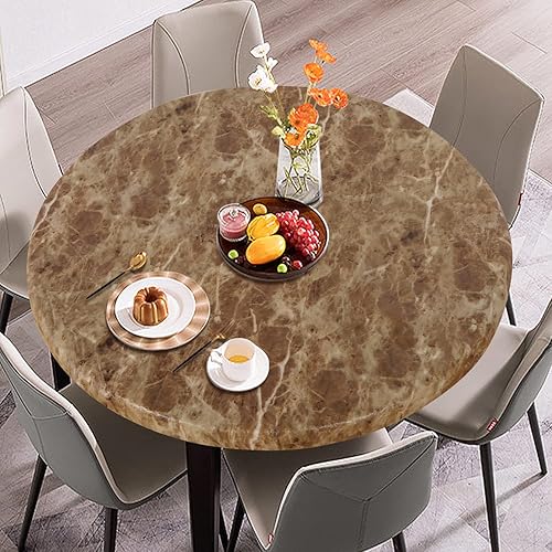 Miniatura 83 de LUSHVIDA - Mantel ajustable de vinilo para mesa redonda, impermeable y con borde elástico, mantel de plástico