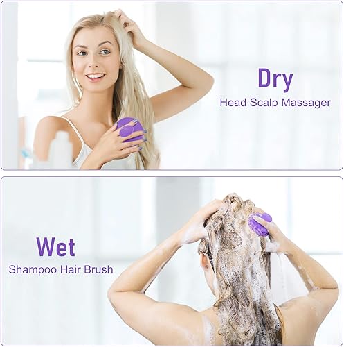 Miniatura 2 de BEILAEEA Cepillo de champú para el cuidado del cuero cabelludo y cepillo corporal, con masajeador de cuero cabelludo de silicona suave, limpiador