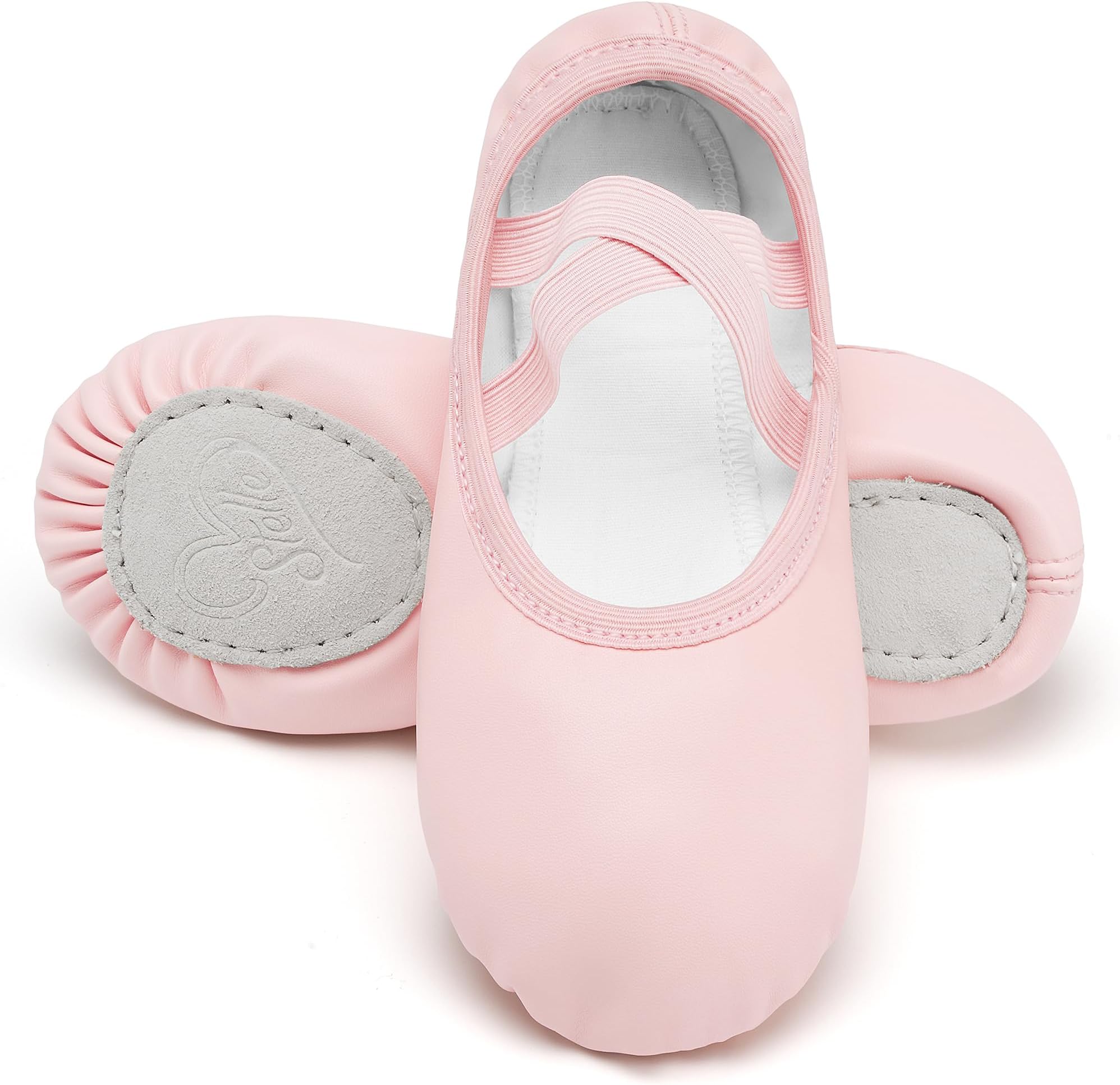Stelle Girls Boys PU Leather Ballet Shoes Lace-Free Dance Slippers for Toddler/Little Kid/Big Kid