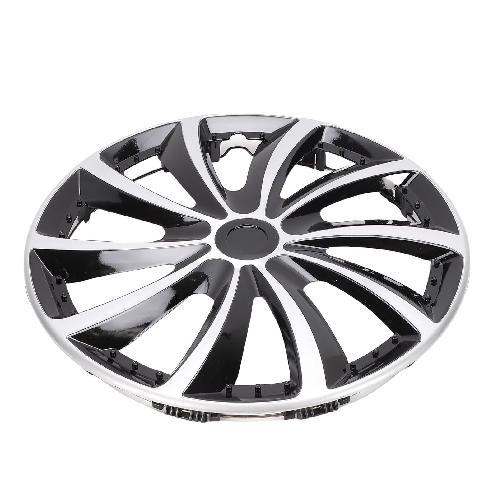 Acouto 4 Pièces Enjoliveurs de 16 Pouces, Protection Universelle Anti-Rayures, Couvre-Jantes D'aspect élégant avec Matériau ABS de qualité Supérieure, pour la Plupart des Voitures, (Argent Noir)