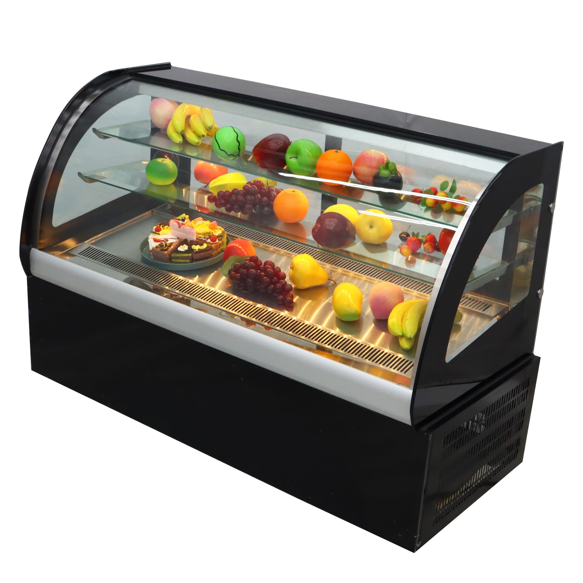 HQHAOTWU Desktop Refrigerated Cake Display Cabinet Commercial Air Cooling Showing Case Bakery Food Showcase for Fruit Cookies with LED Light 220V