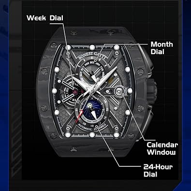 Luxury Automatic Chronograph Tonneau Men Watches 50MWaterproof