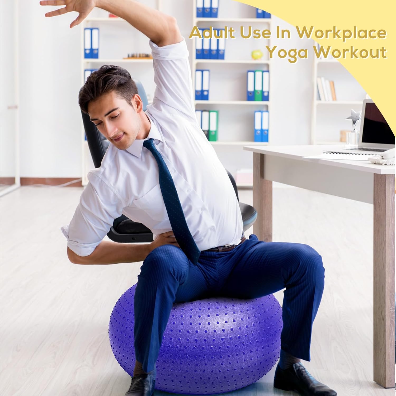 Meooeck 4 Pcs Upgraded Flexible Seating for Classroom 20 Inch Yoga Ball Chairs with Massage Point Inflatable Donut Ball Chair with Inflator for Kids Exercise Sensory Balance School Student Office