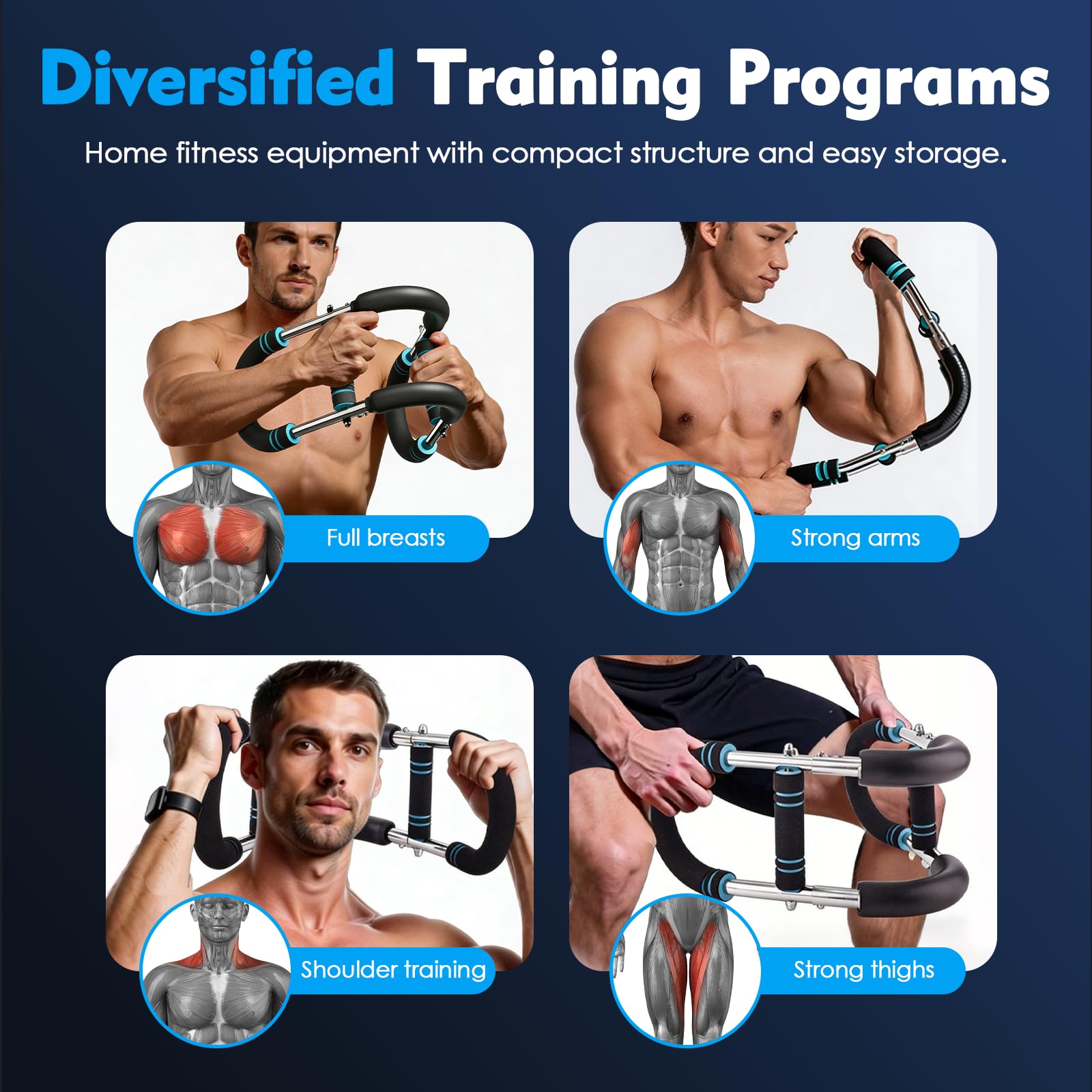 Armtrainer und Brusttrainer, Multifunktionaler U‑förmiger Krafttrainer 30‑50 kg Verstellbar, Ideal für Arm Schulter Brust Rücken und Beine, Tragbar und Zerlegbar