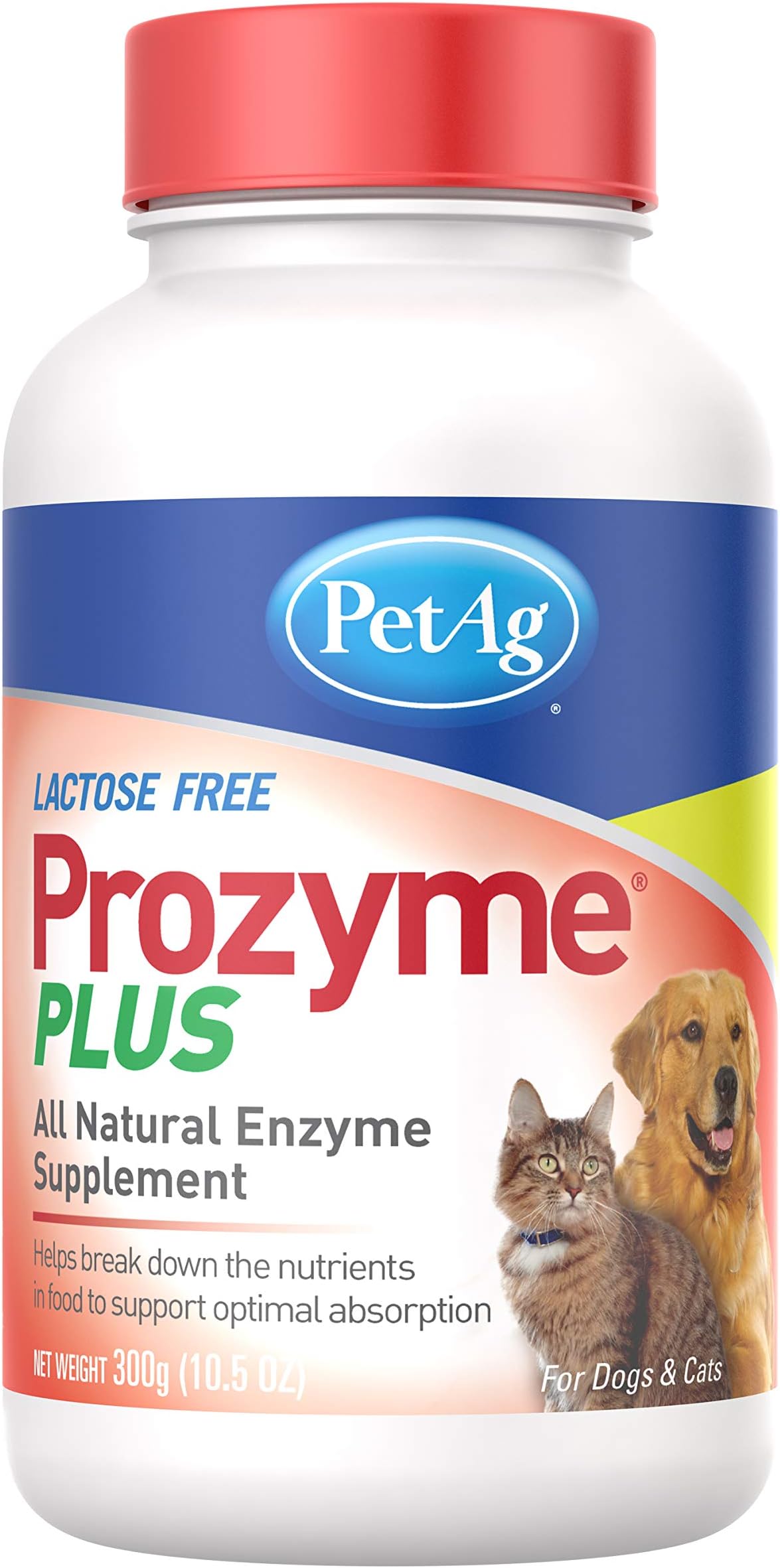 PetAg Prozyme Powder - Digestive Enzyme Supplement for Lactose Intolerant Dogs and Cats - All Natural Health Supplement Formula - 300 g Powder