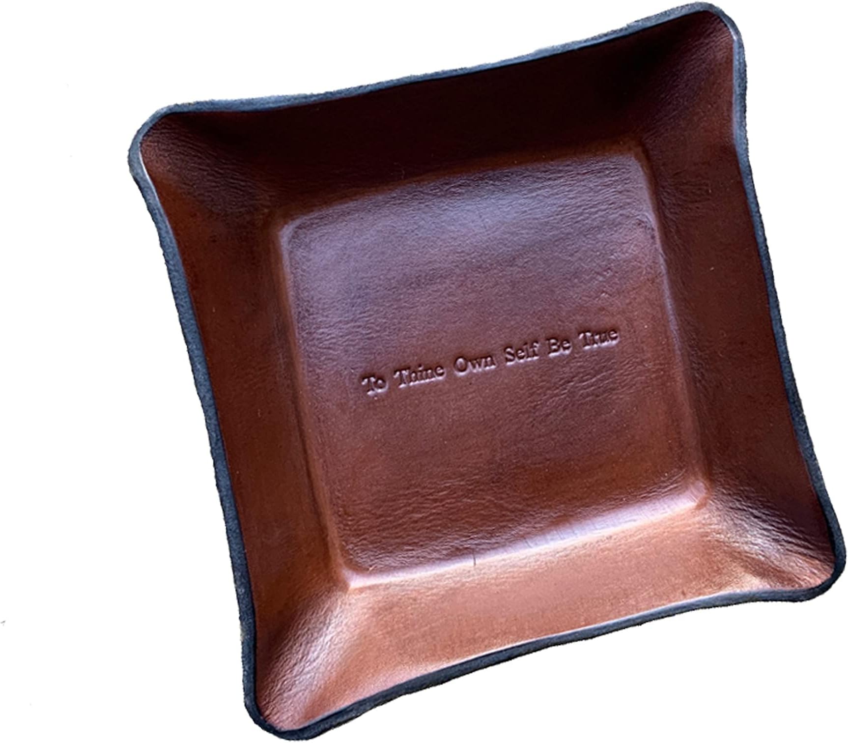 Recovery Gift. to Thine Own Self Be True Leather Tray.