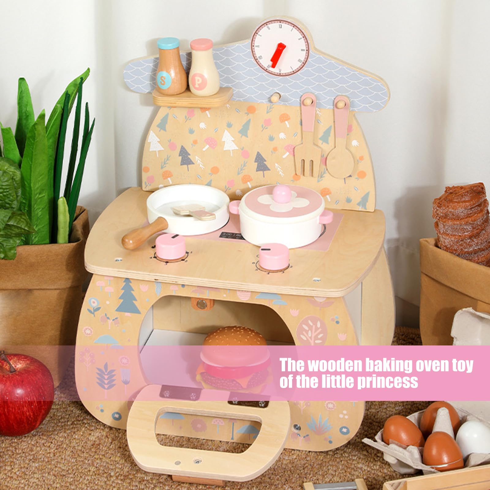 Küchen und Kochherd Set aus Holz, Rollenspielspielzeug mit Töpfen, Pfannen und Utensilien für Kleinkinder, Feinmotorik und soziale Fähigkeiten Rollenspielküchenspielzeug für