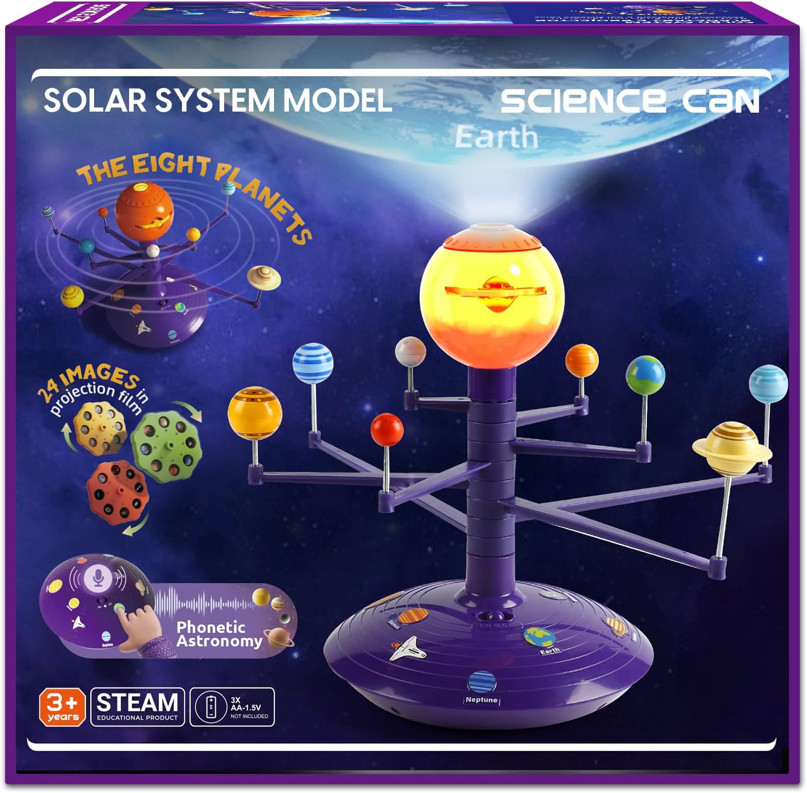 Solar System for Kids, Talking Astronomy Solar System Model Kit, Planetarium Projector with 8 Planets STEM Space Toys for 3 4 5+ Years Old Boys Girls