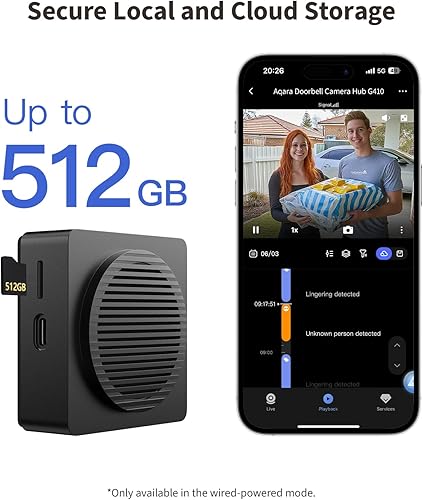 Miniatura 7 de Aqara Cámara inteligente G410 con timbre, 2K, video seguro HomeKit, audio de 2 vías, hub de materia integrado, inalámbricocableado, compatible con