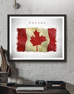 Canada Flag Poster, Textured Vintage, Print, Distressed Art Print Poster Flags Canadian Maple Leaf National Flag of Canada, Unframed print