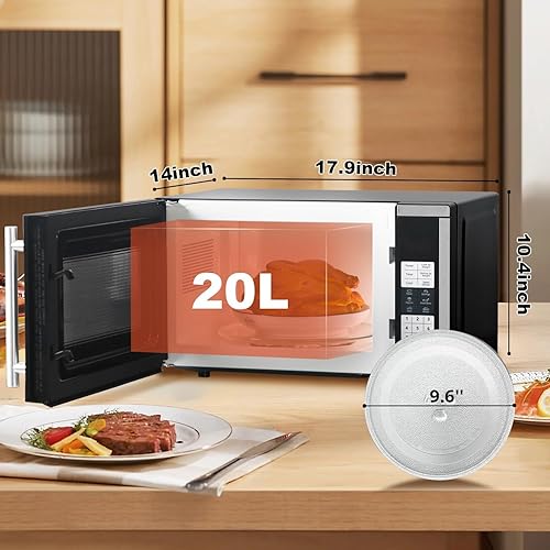 Miniatura 2 de SMETA Horno microondas para encimera, hornos de microondas compactos de 700 vatios, hornos de 0.7 pies cúbicos, 10 niveles de potencia con botón